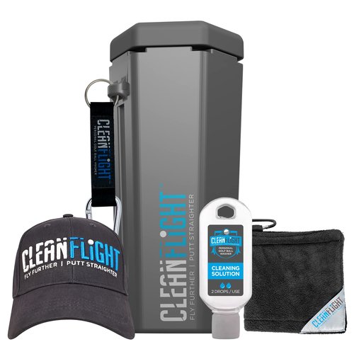 Clean Flight Premium Golf Ball Washer - Hat and Golf Ball Towel Set. Portable Cleaner for Golf Bag or Cart - Best Golf Accessories Gifts for Men & Women. (Washer - Towel - Cap)