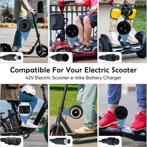 GOTRAX UL Certified 42V 2A Electric Scooter Charger - 6-Prong Hoverboard Power Adapter