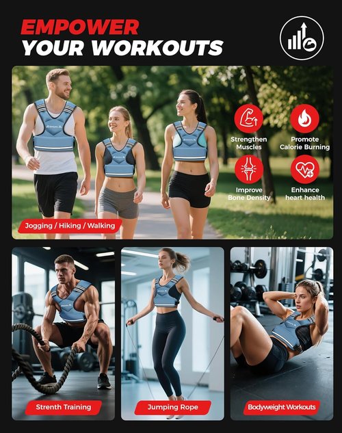 BAGAIL Adjustable Weighted Vest - Comfortable X-Shape & U-Neck Design | 4-32lb with 6 Removable Weights