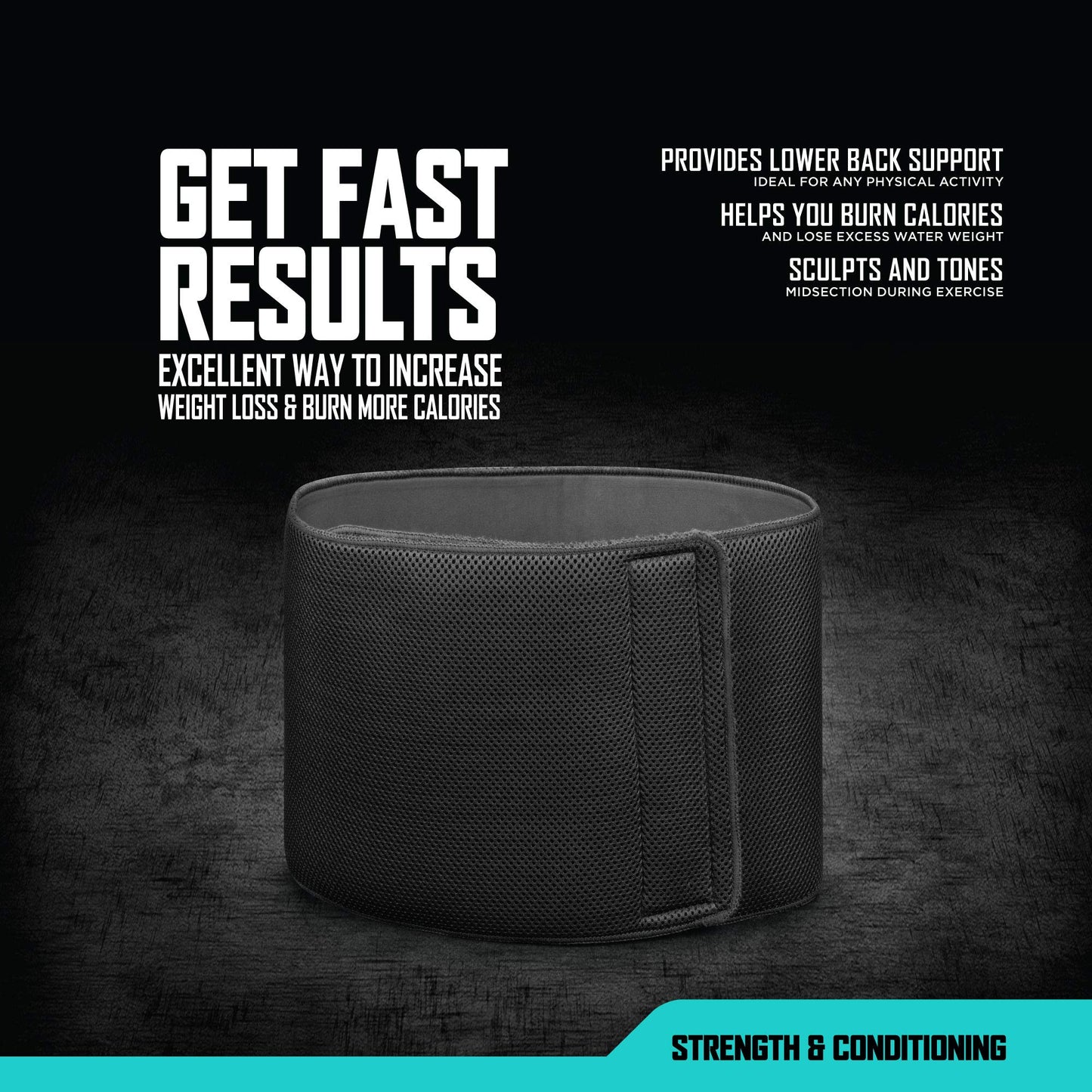 RBX Women's Mesh Waist Trimmer Belt for Back Support and Weight Loss, 10 Inches Wide (Black)