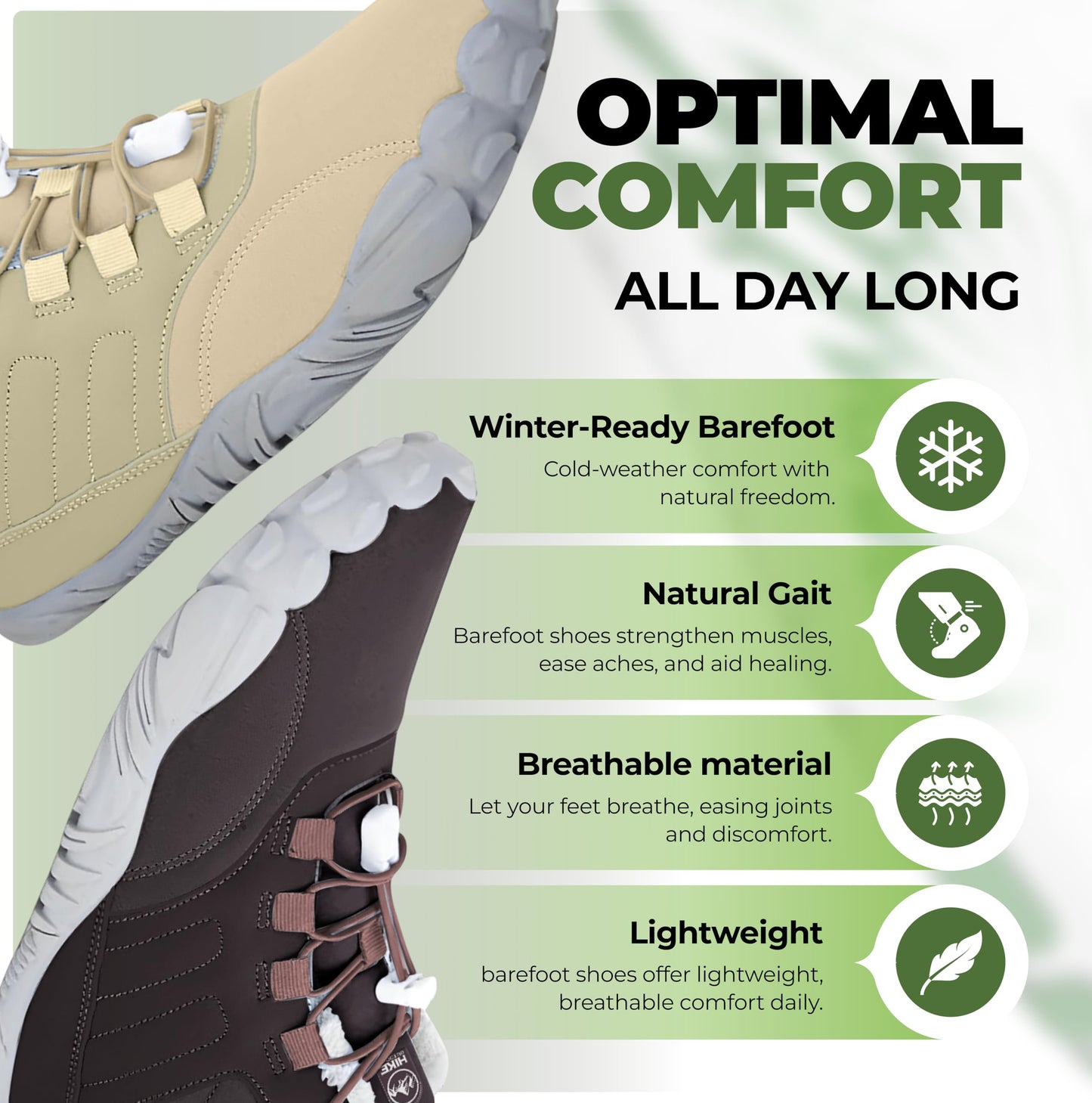 Hike Footwear Caspar Pro HF - Non-slip and Healthy Comfortable Winter Barefoot Pro Shoes Provide Warmth and Support, Natural Walking Hike Boots For Women Men