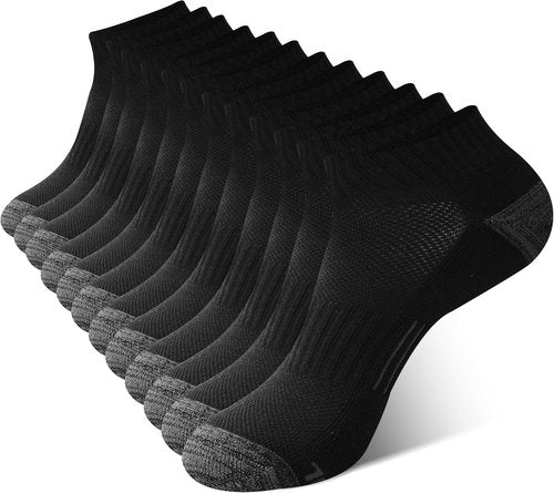 BAMBOO COOL Men's Ankle Running Socks - Cushioned, Moisture-Wicking, Arch Support | 6 Pack