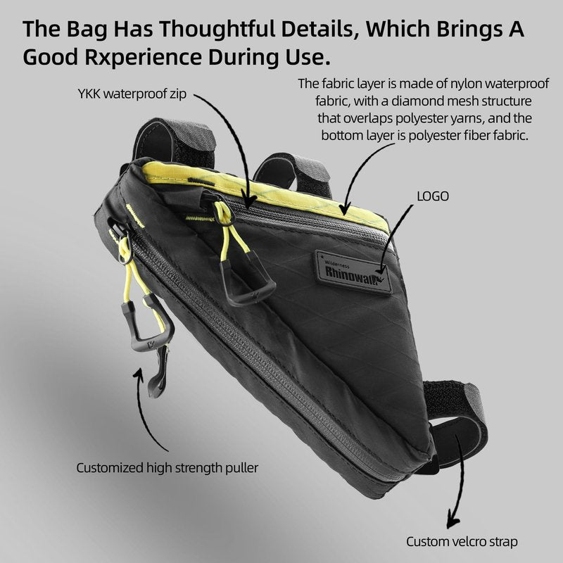 Rhinowalk Bike Frame Bag Waterproof Bike Triangle Bag 0.9L Bicycle Pouch Under Tube Bag Professional Cycling Accessories(S)-Black＆Yellow