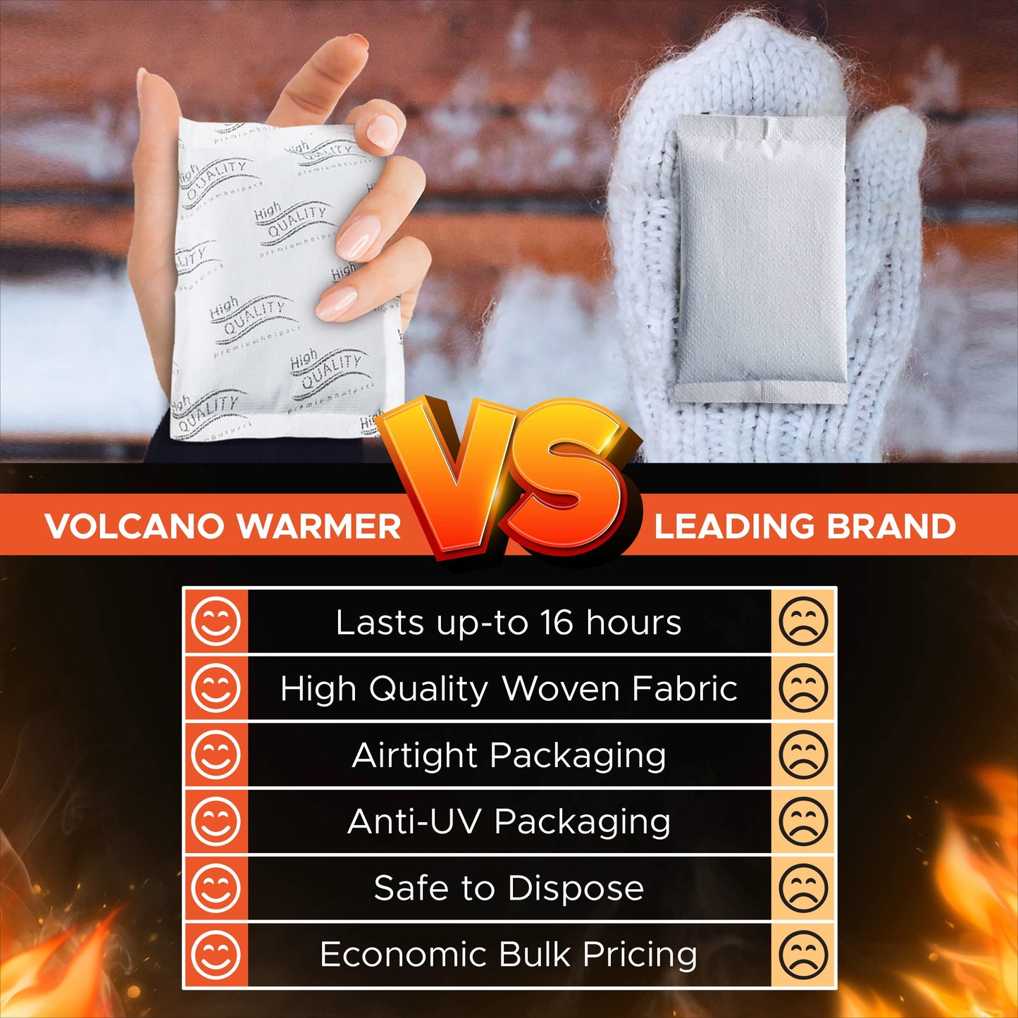 Hand Warmers Disposable - X-Large Economic Bulk Pack of 40 - Air Activated, Lasts 16 Hours for Use in Camping, Hiking, Fishing, Hunting, Tailgating, and All Cold Weather Condition