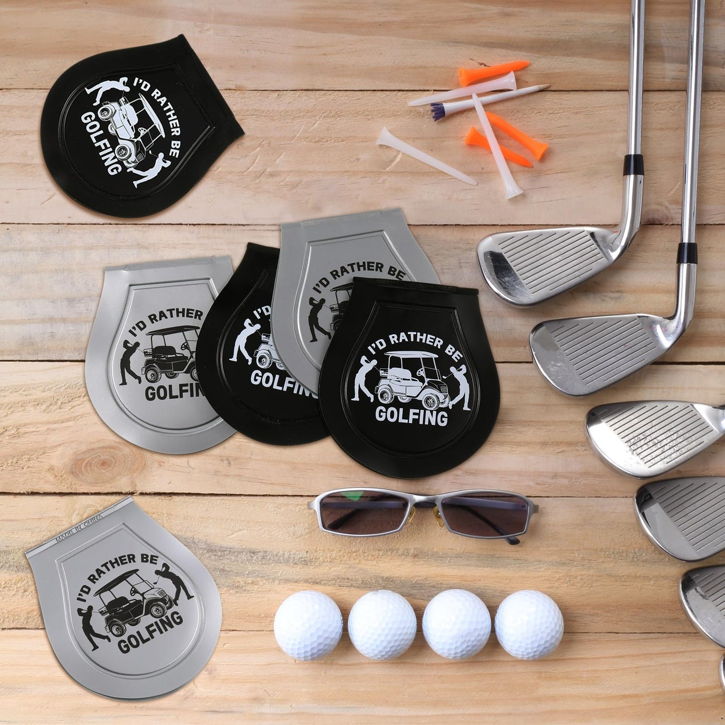 SmoothNovelty 8 Count Golf Ball Towel Portable Cleaner Pocket Washer Pouch Golfing Accessories, Silver and Black, 4.1x3.7 Inch