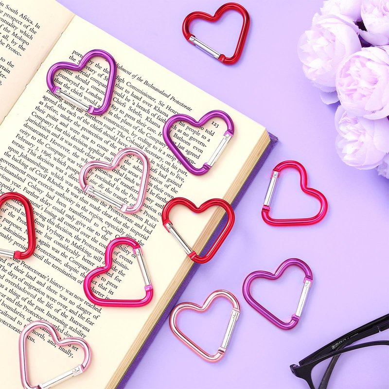 Shimeyao 40 Pcs Heart Keychain Clips Bulk, Aluminum Alloy Snap Heart Shaped Carabiner for Backpack Outdoor Camping Hammock Traveling