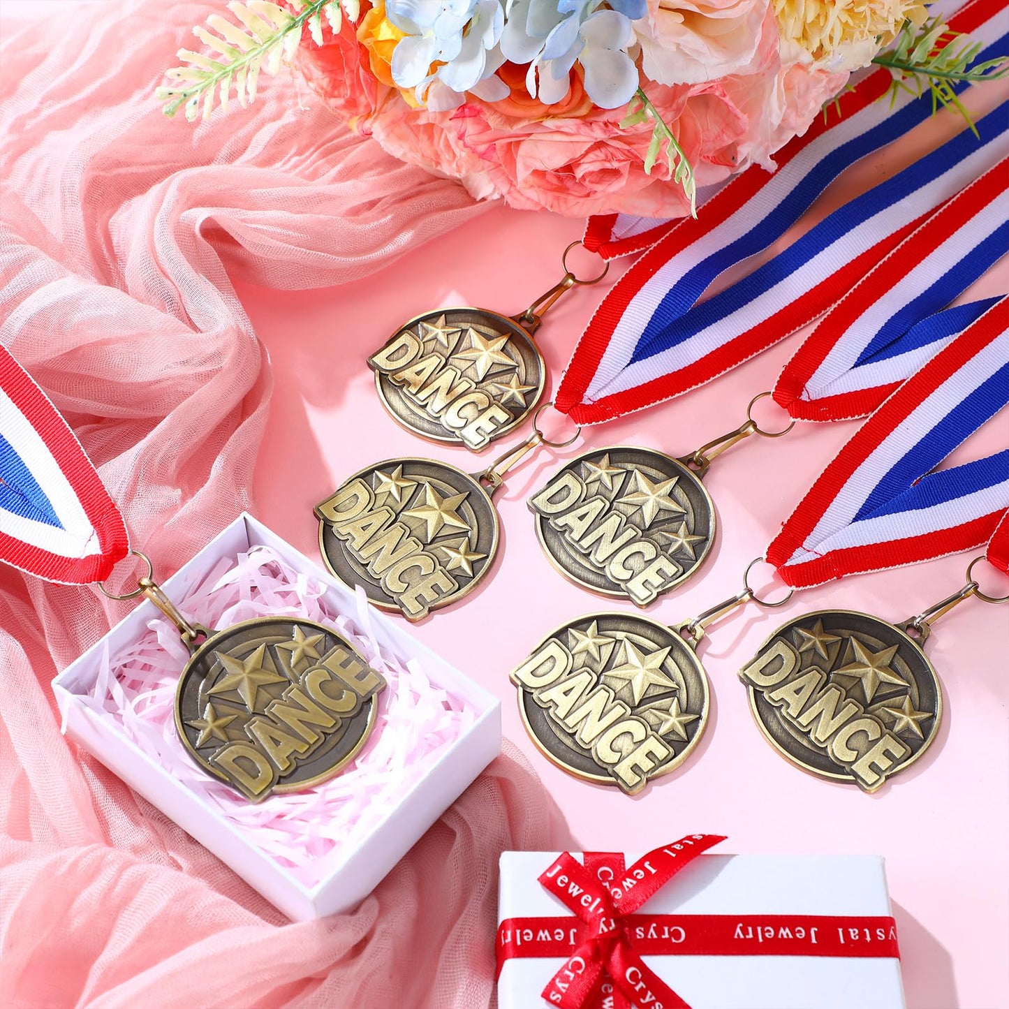 Quelay 30 Pcs 2'' Medals for Awards Winner Bulk with Neck Ribbons Metal Trophy Award Prize Gift for Kids Students Adults School Graduation Participation Competitions(Dance)