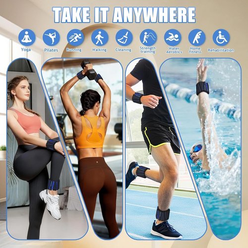 BECOJADDE Ankle Weights - Adjustable 1 lb/2 lb Set for Women & Men | Ideal for Walking, Yoga & Gym