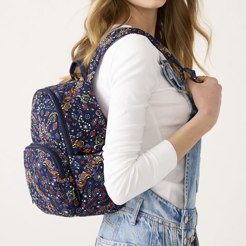 Vera Bradley Women's Premium Cotton Small Banbury Backpack, Starry Paisley, One Size