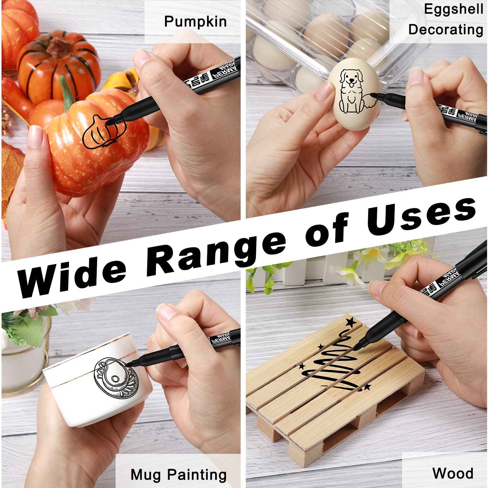 Thenshop 500 Pack Permanent Markers Bulk Black Permanent Marker Set Fine Point Pens Waterproof Work on Wood, Metal, Plastic, Stone, Glass