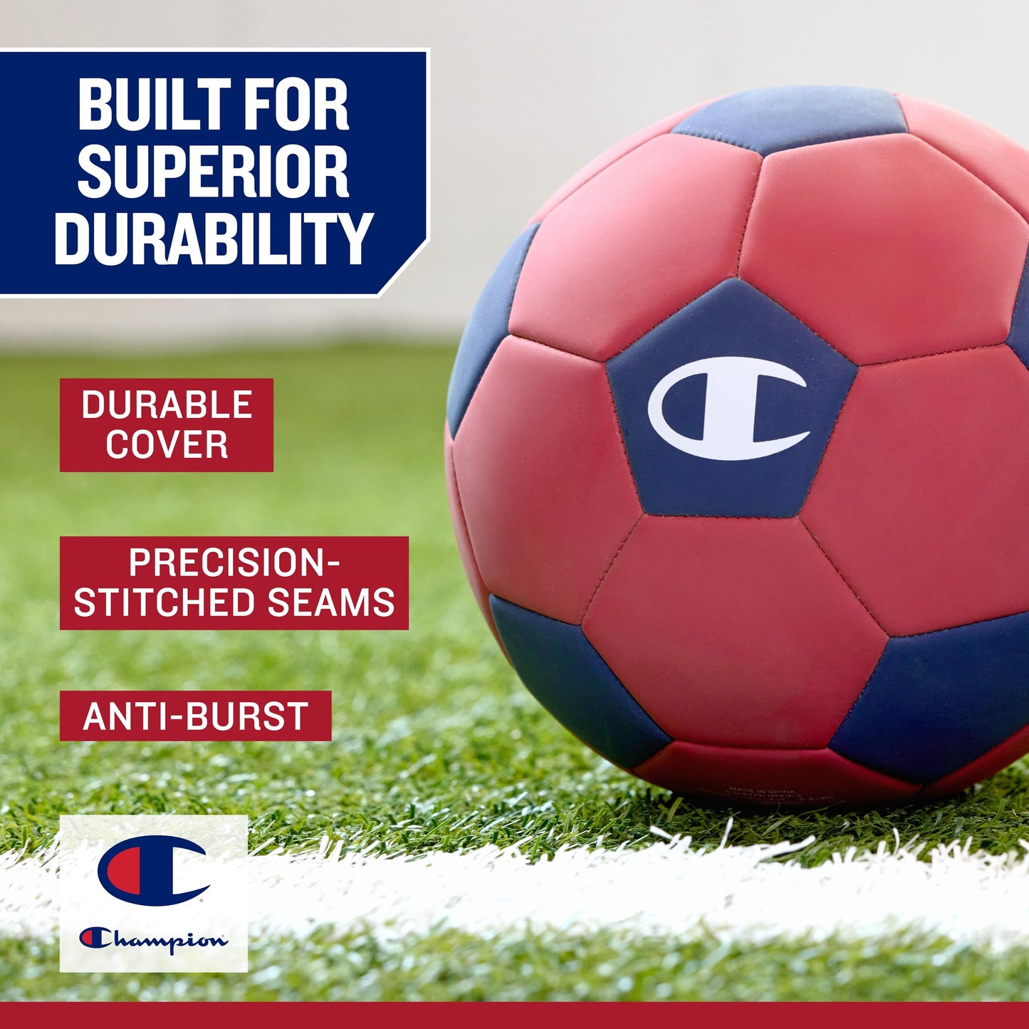 Champion Prodigy Soccer Ball (Size 3, White/Optic Pink/Evening Primrose) – Matte Finish, 32-Panel Design, Enhanced Control, PVC Cover & Butyl Bladder, for Indoor & Outdoor Training, Includes 6" Pump