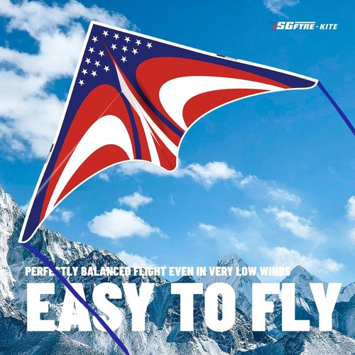 Delta Kite Set - Easy Launch for Kids & Adults | Perfect for Beach & Park Activities - American Flag Design