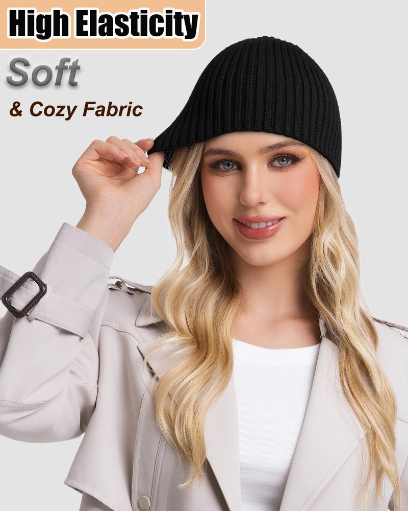 ROYBENS Wool Beanie for Men Women, Seamless Knit Warm Winter Hat Cuffless Soft Trawler Fisherman Beanies Watch Cap Skull Caps