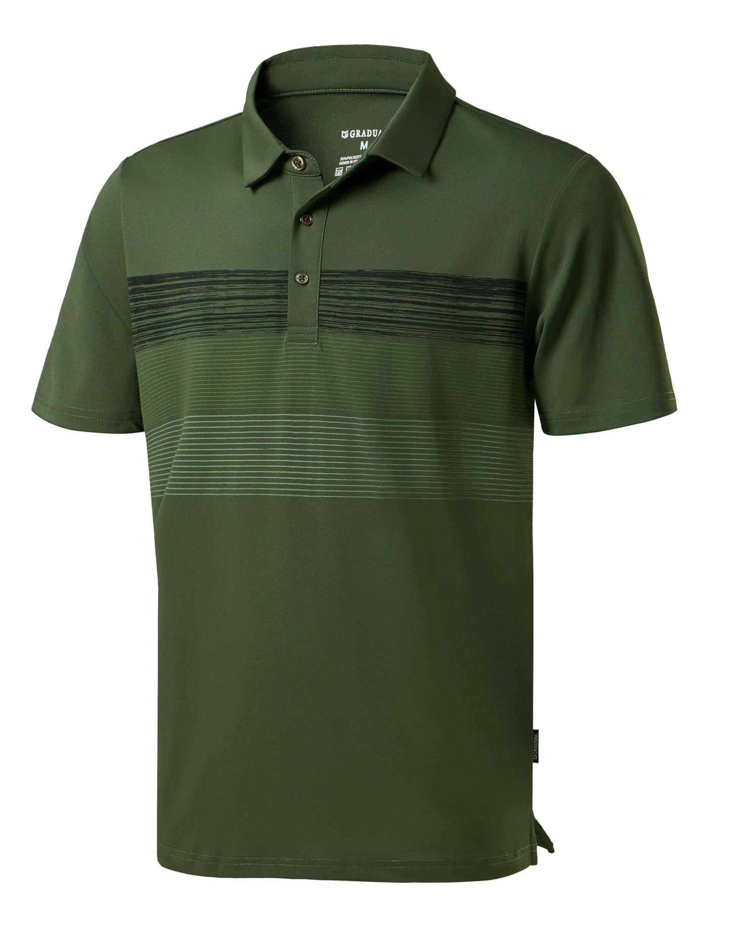 Men's Golf Shirts Dry Fit Moisture Wicking Performance Short Sleeve Collared Polo Shirts for Casual Athletic Business (Dark Green Stripe, 4XL)