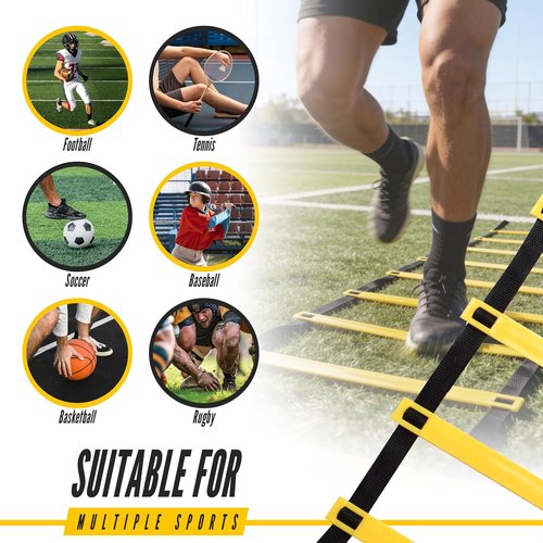 Agility Ladder 2 Pack - Speed Training Ladder Set with Ground Stakes & Carrying Bag - Ideal for Football, Soccer, Tennis