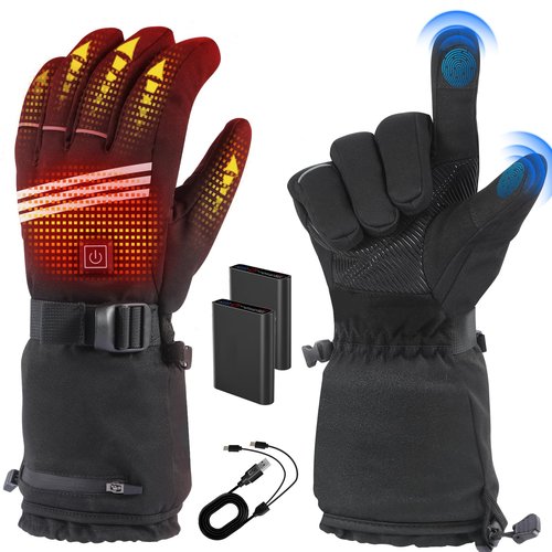 LOTTBUTY Heated Gloves for Men Women, Rechargeable Heated Gloves with 4 Temperature Modes, 7.4V 5000mAh Battery Waterproof Camping Hand Warmers for Motorcycle Skiing Hiking (Size L)