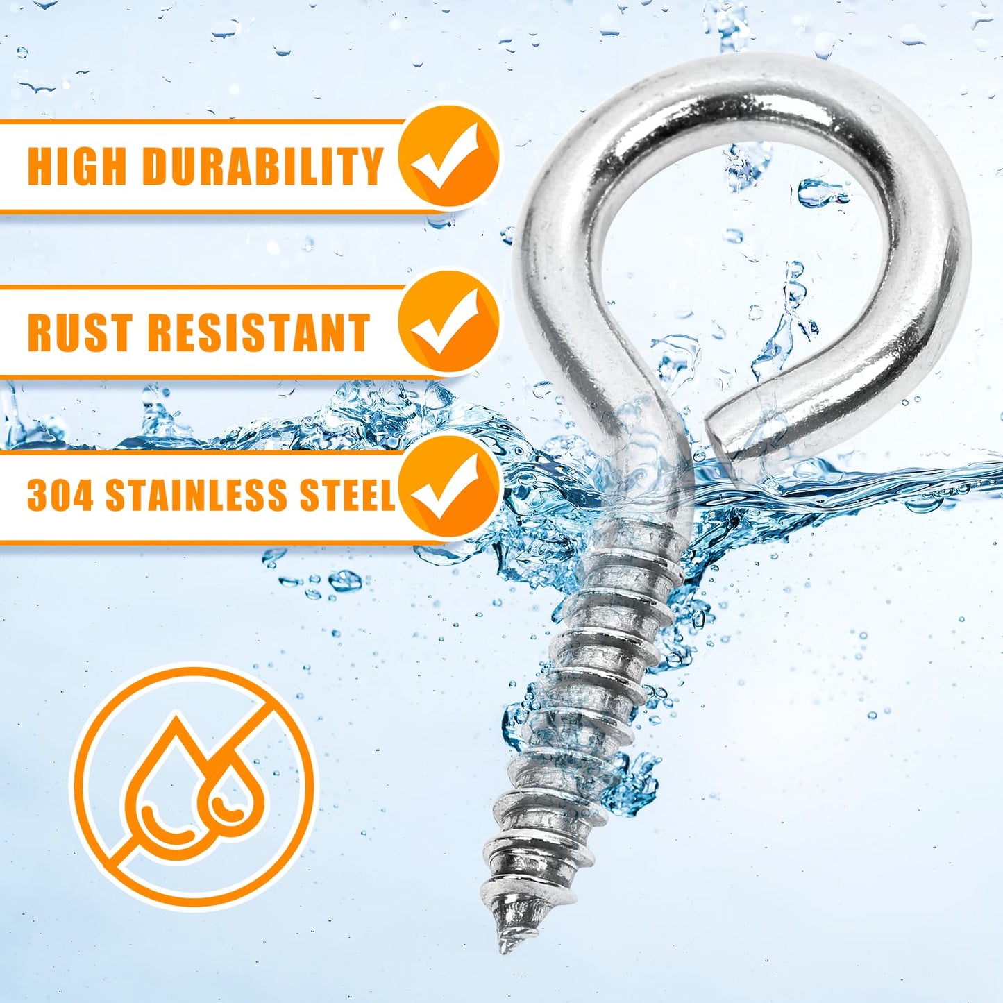 10PCS 2.5 inches Screw Eyes M6 304 Stainless Steel Eye Screws, Heavy Duty Screw, Eye Hooks Screw Eye Bolts Eye Hooks Screw, Indoor & Outdoor Uses (10, M6-2.5inch)