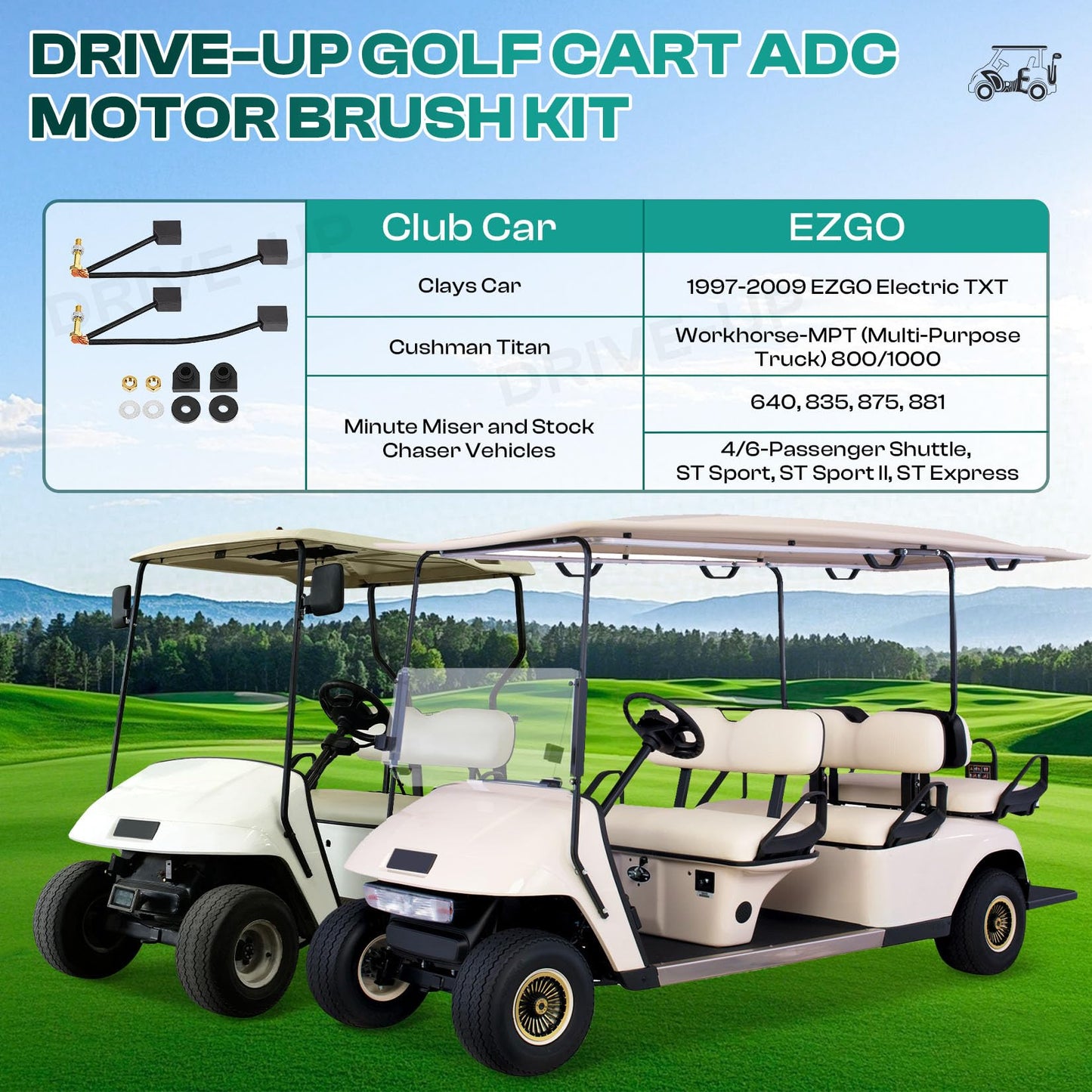 DRIVE UP Golf Cart ADC Motor Brush Kit,Fits Club Car EZGO 73120-G25 1021862-01,102187101