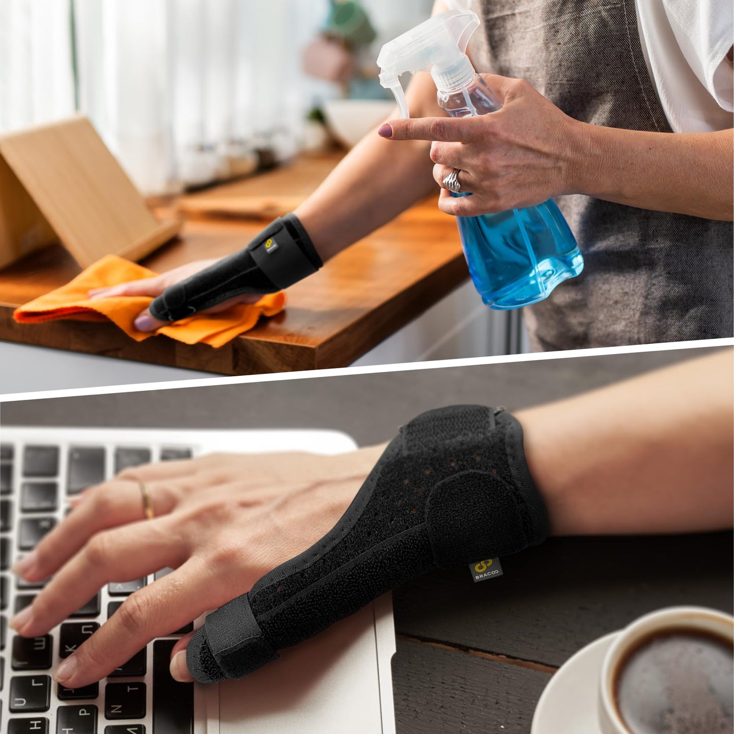 Bracoo Thumb Splint Stabilizer, Wrist Support Brace for Arthritis & Sprained Pain Relief, de Quervain's Tenosynovitis, Trigger Thumb, Fit Right & Left Hand, TP33