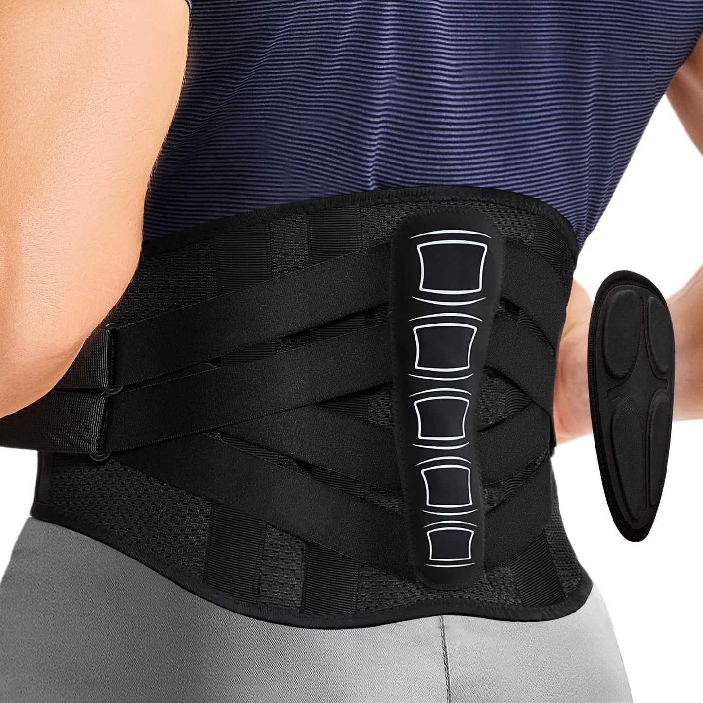 OSK Back Brace for Lower Back Pain Relief with 3D Lumbar Pad,Lumbar Support Belt for Men & Women with 7 Stays,Ergonomic Design and Soft Breathable Material for Work,Herniated Disc,Sciatica(Medium:29.5~37.5Inch)