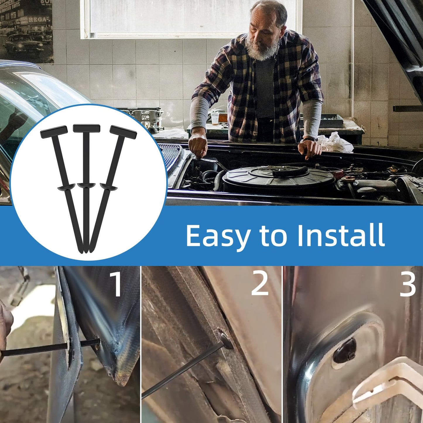 100PCS Nylon Universal Cable Tie Buckle - Grip Auto Zip Tie Buckles,Multipurpose Heavy Duty, Self-Locking Zip Tie with Pin & Button Design,UV-Resistant Fasteners for Car Repair