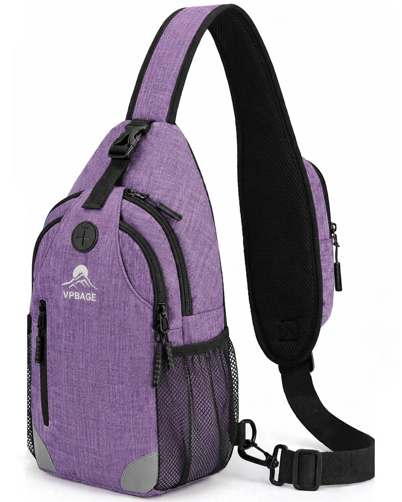 Sling Backpack for Women & Men, Crossbody Travel Bag with Water Bottle Holders, 17 Pockets, Quick-Access Phone Pocket, Hidden Security Pocket, Fits 11" Tablet, for Daily Carry, Travel, Theme Parks
