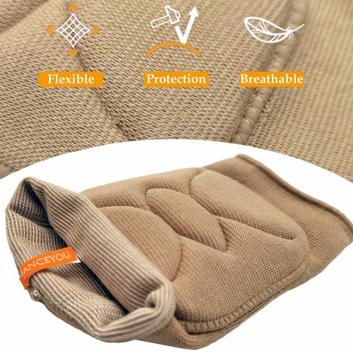 DANCEYOU Dance Knee Pads Thick Soft Sponge Volleyball Knee Brace for Big Kid Teen Adults Workout Knee Protector Football Pole Dance Yoga Tennis Running, Tan, M