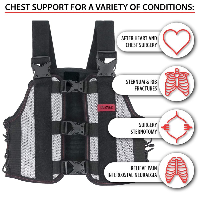 ORTONYX Sternum and Thorax Support Chest Brace Post Open Heart Surgery Sternum Fractures Rehabilitation / ACHB5255-S
