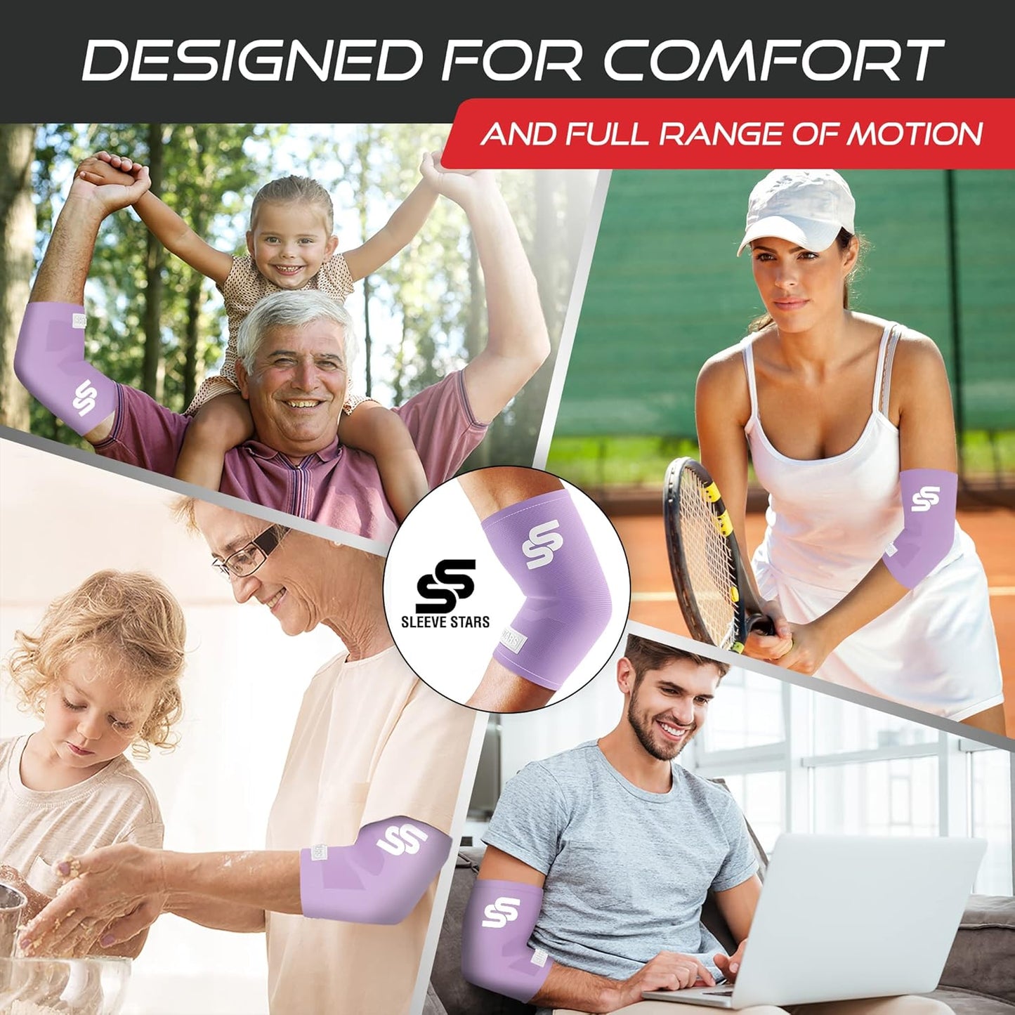 Sleeve Stars Elbow Compression Sleeve - Pain Relief & Protection for Sports | Unisex Supportive Brace
