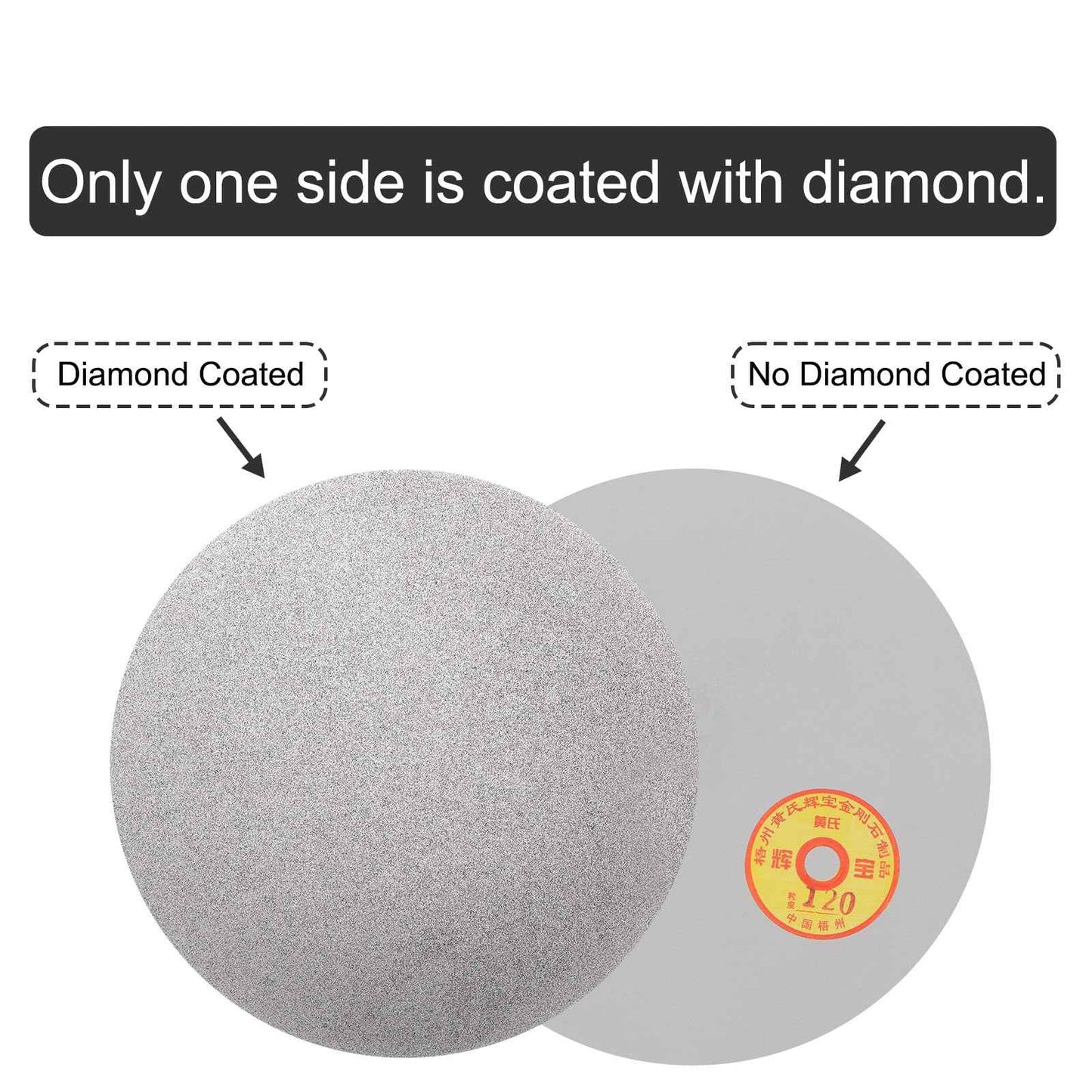 uxcell Diamond Sanding Grinding Disc, 8-Inch (200mm) Grit 120 No Center Hole, Flat Lap Disk Polishing Discs Abrasive Wheel for Gemstone Tile Porcelain Glass Stone Metal