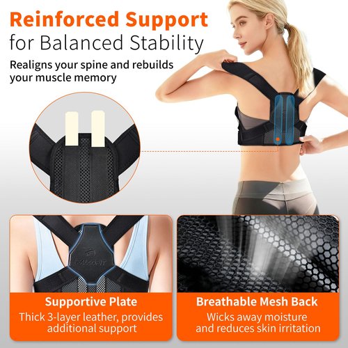 Posture Corrector for Women, Adjustable Back Straightener with Enhanced Support, Invisible Under Clothes, Breathable Upper Back Brace for Neck, Back Pain Relief, Correct Hunchback, Slouching, L/XL