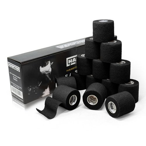 Hampton Adams | As Seen on Shark Tank | Self Adhesive Bandage Wrap (14-Pack) | 15ft | Pet Safe | Breathable Athletic Elastic Cohesive Bandage for Sports Injury Ankle Knee Wrist sprains (Black)
