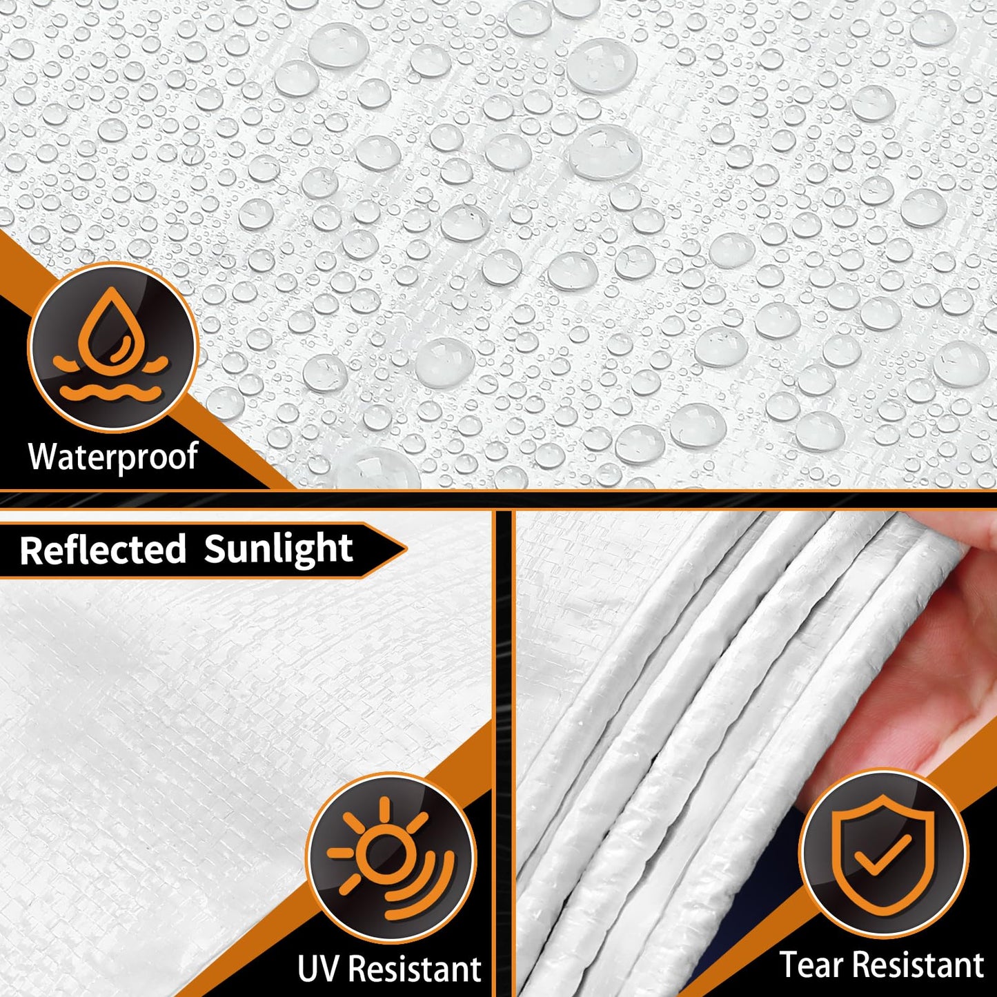 CAMPMAC White Heavy Dut Waterproof Tarp 4' x 6', 10 Mil Thick, High Durability, Rip and Tear Resistant with Metal Grommets Every 20 Inches