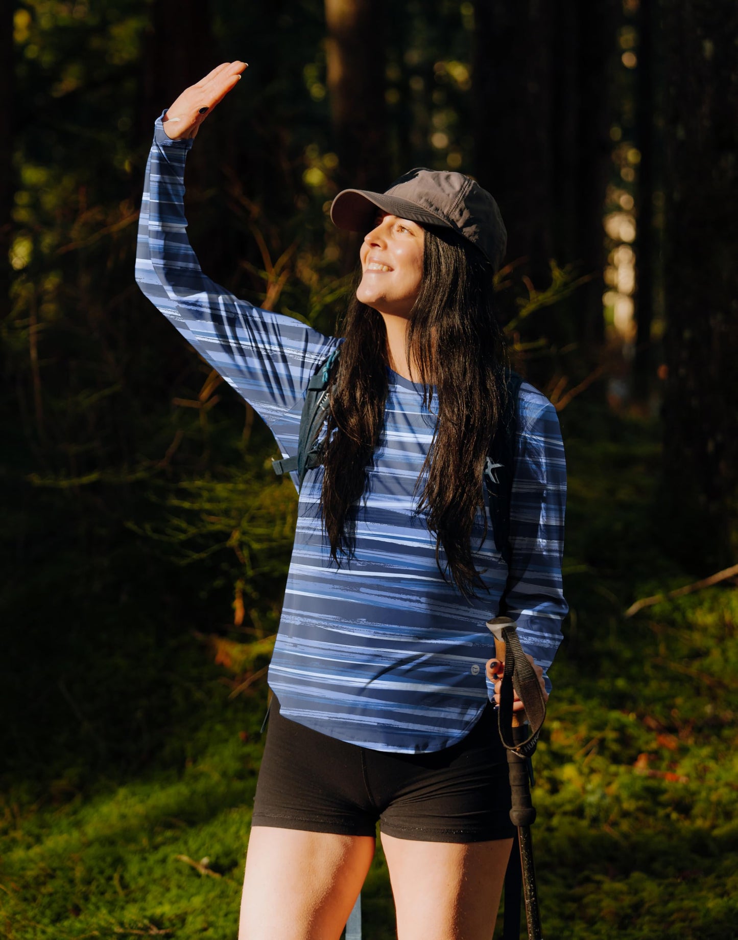 Women's Sun Shirts UPF 50+ Long Sleeve UV Protection Shirt Lightweight Quick Dry Workout Hiking Tops for Women(Ripple Blue,XL)