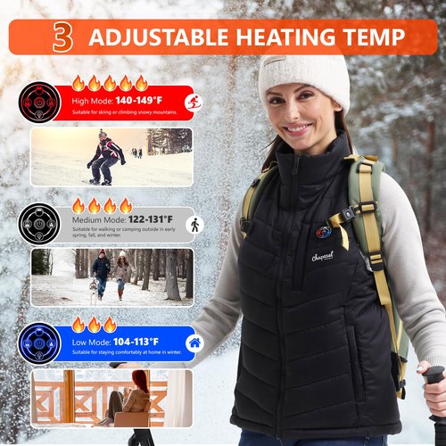 CHAPAREL Women’s Heated Vest with Battery Pack Included, 7.4V Smart Washable Rechargeable Electric Lightweight Heating Vest