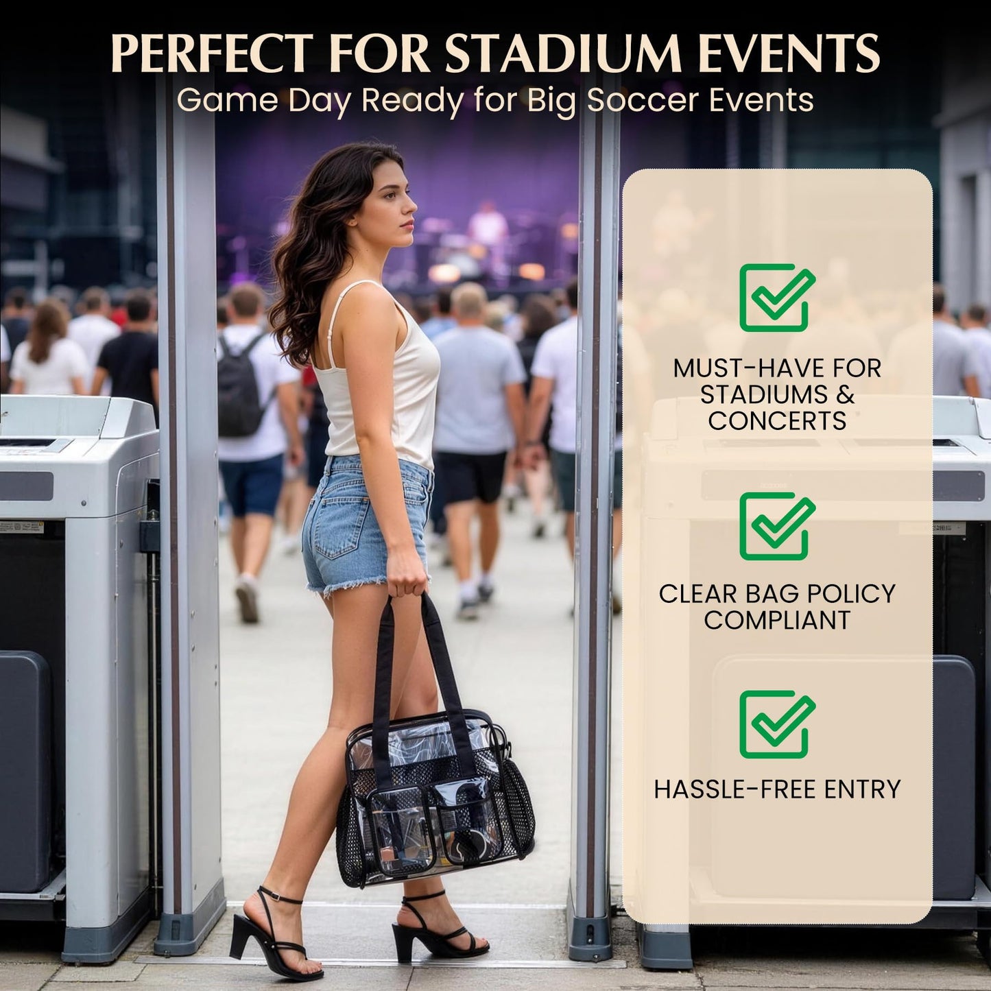 Clear Tote Bags for Work，Stadiums Concerts Corrections officers Approved
