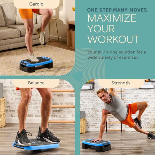Lifepro 4-in-1 Aerobic Balance Board and Step Up Exercise Platform - Aeroflex Adjustable Multifunctional Slant Board for Home Workouts, Non-Slip Stepper Design