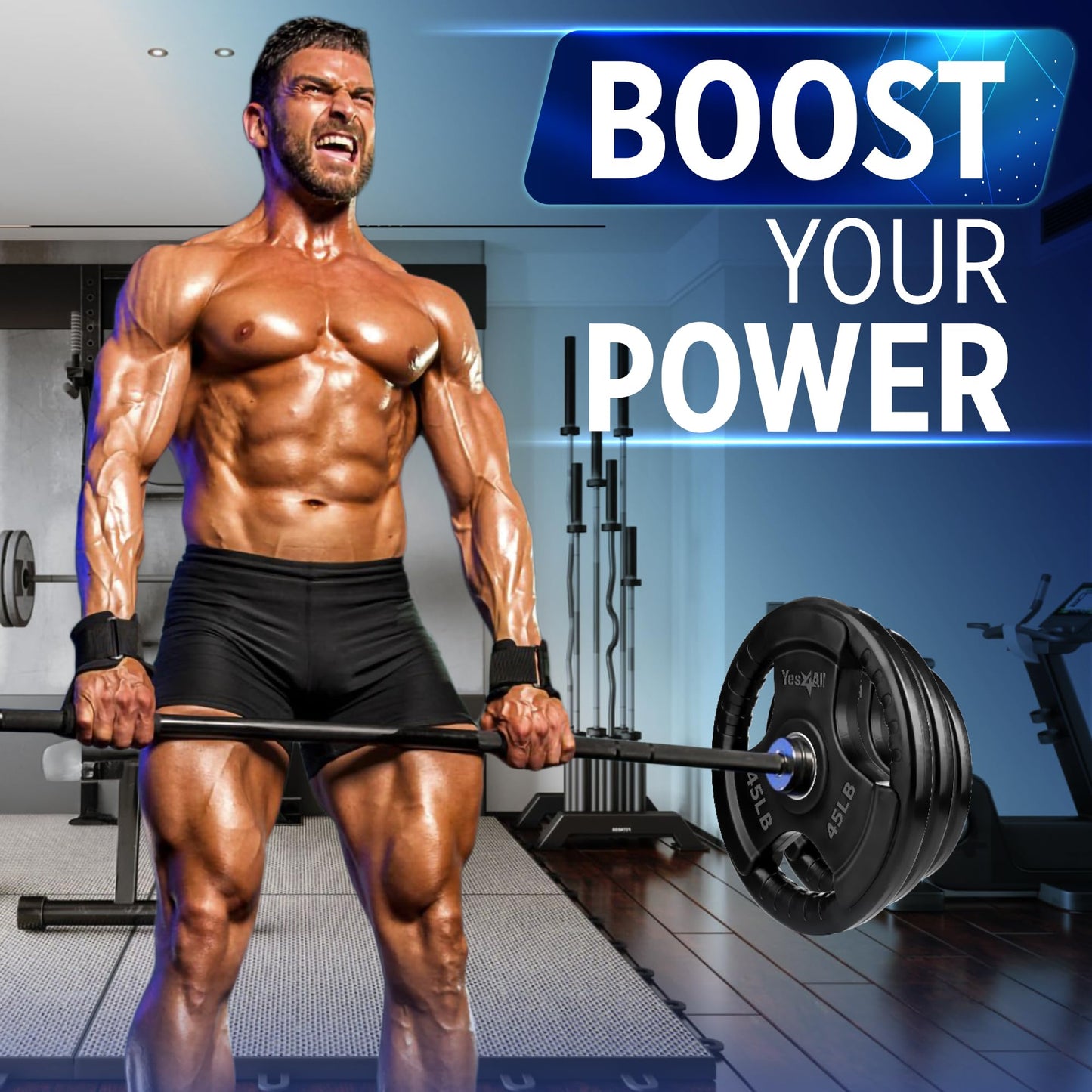 Yes4All Weight Plate Grip Rubber Coated For Weightlifting & Strength Training, Cast Iron - 2.5LB - Pair