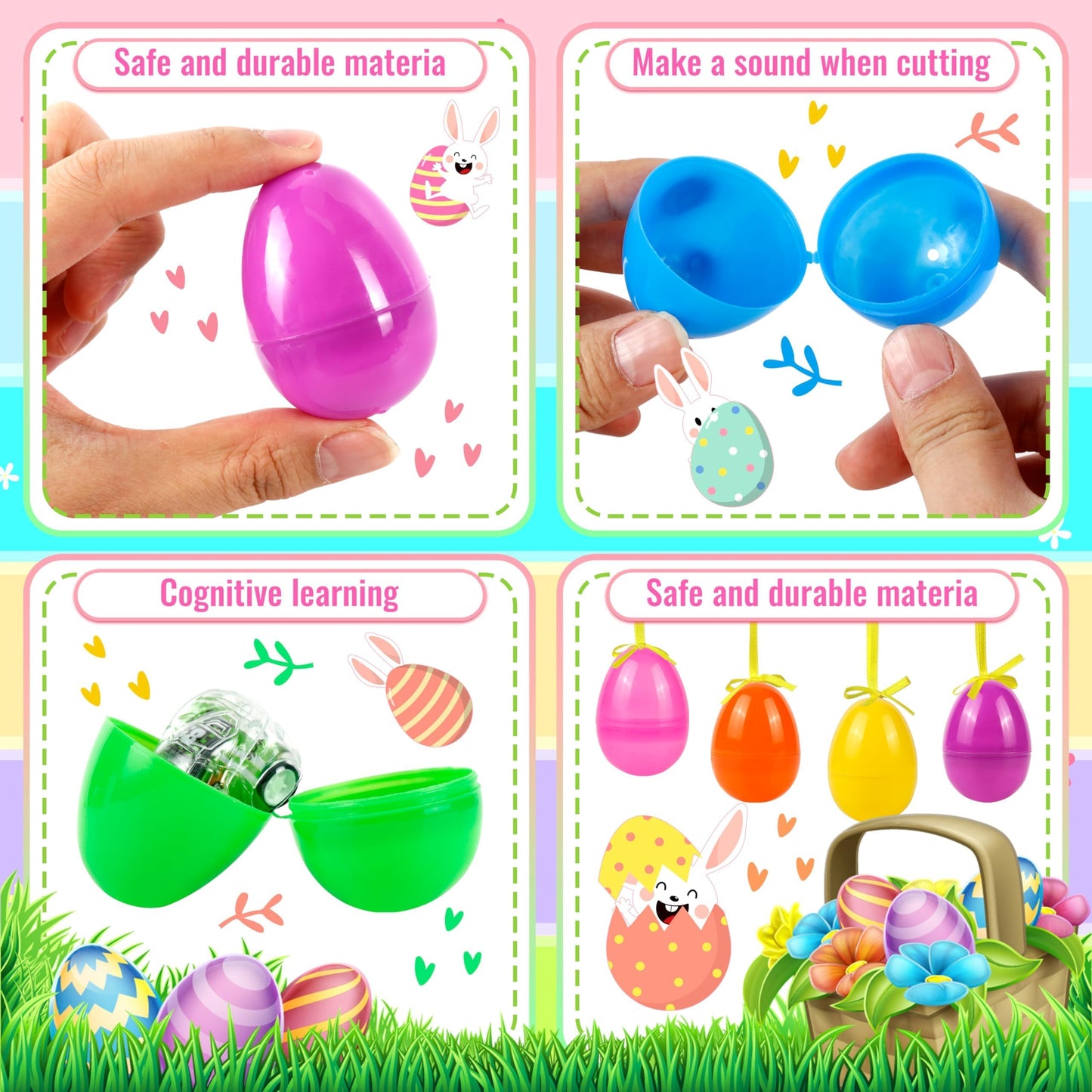 OCTERIC 180Pcs Easter Eggs, 2.3" Fillable Bright Colors Plastic Easter Eggs Empty for Easter Hunt, Easter Basket Stuffers, Party Favor, Classroom Prize Supplies