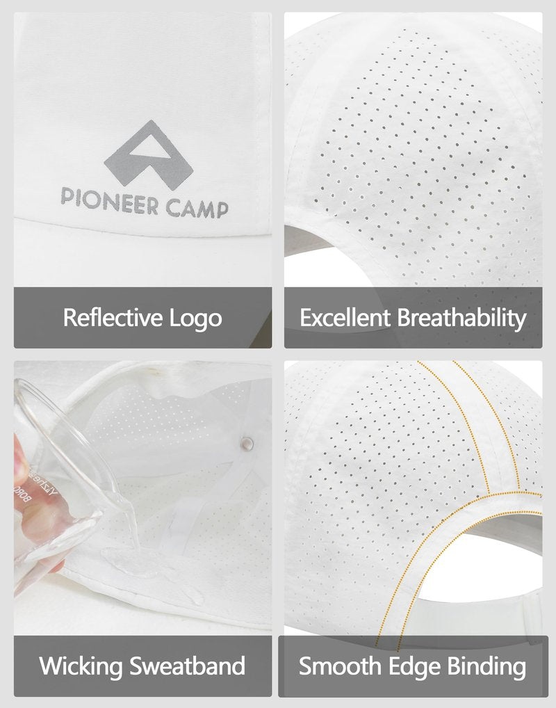 Pioneer Camp Quick Dry Baseball Cap for Men Women UPF Sun Hats Breathable Adjustable Mesh Lightweight for Golf Hiking Running White