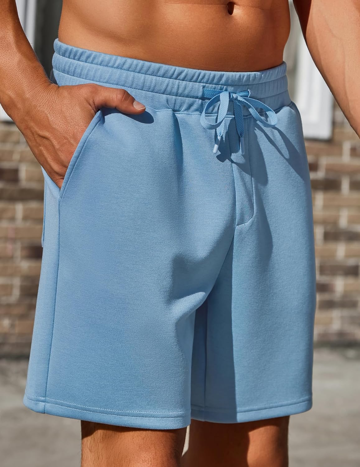 PINSPARK Men's Lounge Sweat Shorts - 7" Casual Gym Workout Shorts with Elastic Waist & Drawstring