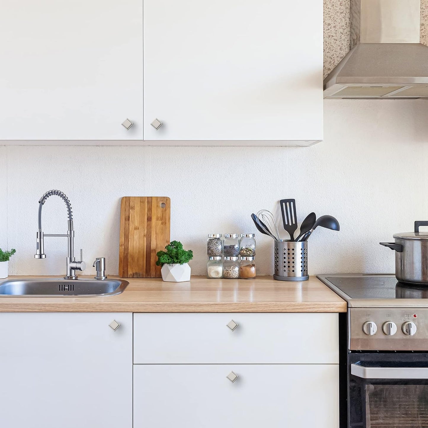 30 Pack Matte Black Square Kitchen Cabinet Knobs - Modern Zinc Drawer Pulls & Handles