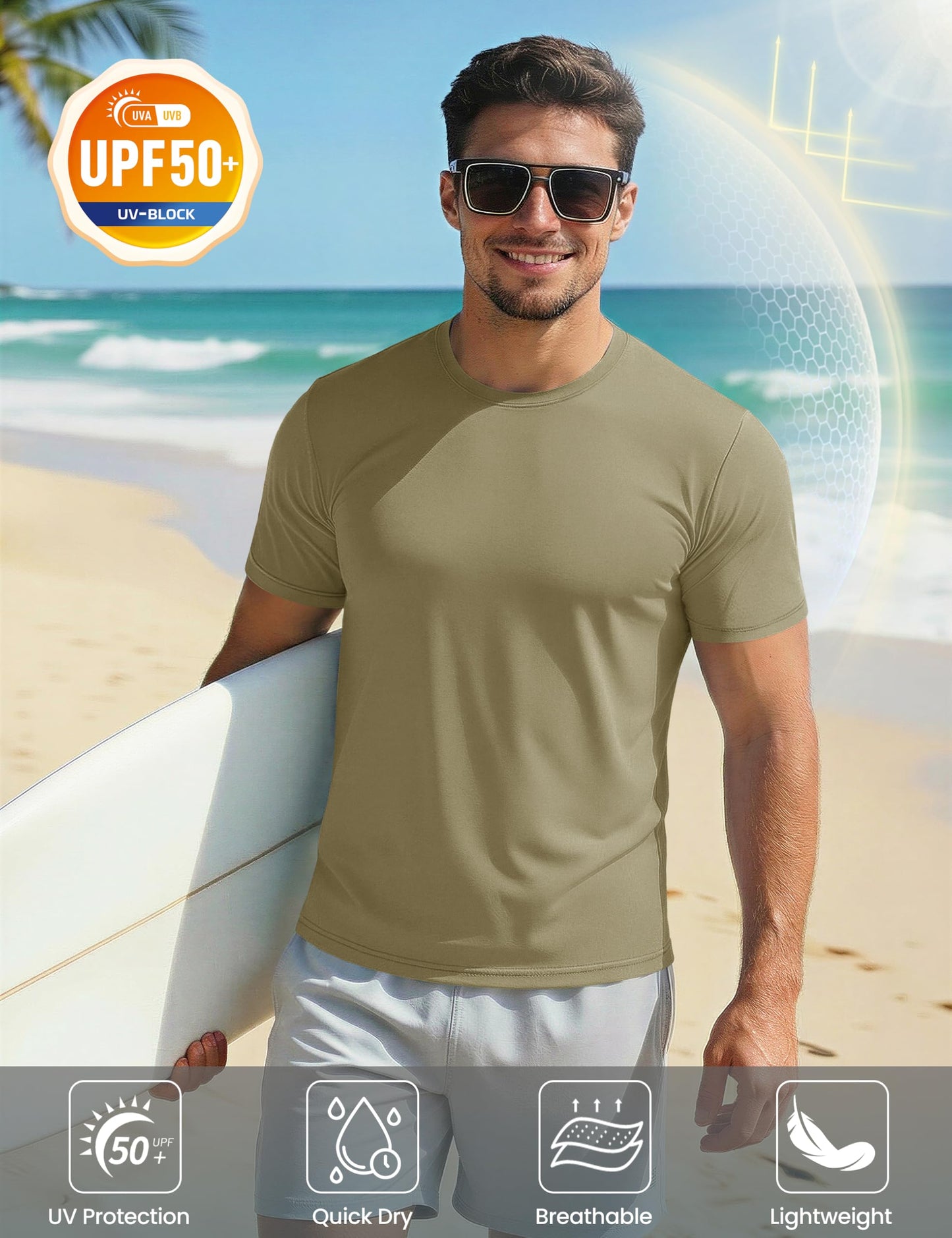 MAGCOMSEN T Shirts for Men Summer Crew Neck Ultra Lightweight Short Sleeve Rash Guards Shirts Active Top Tee