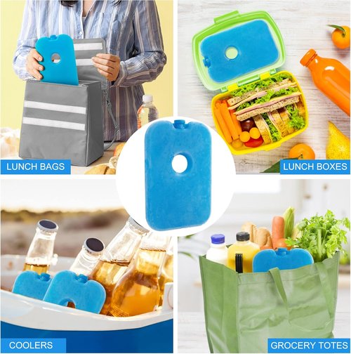 LotFancy Ice Packs - Reusable Freezer Packs for Coolers & Lunch Boxes | Slim Blue, Long-Lasting & Refreezable