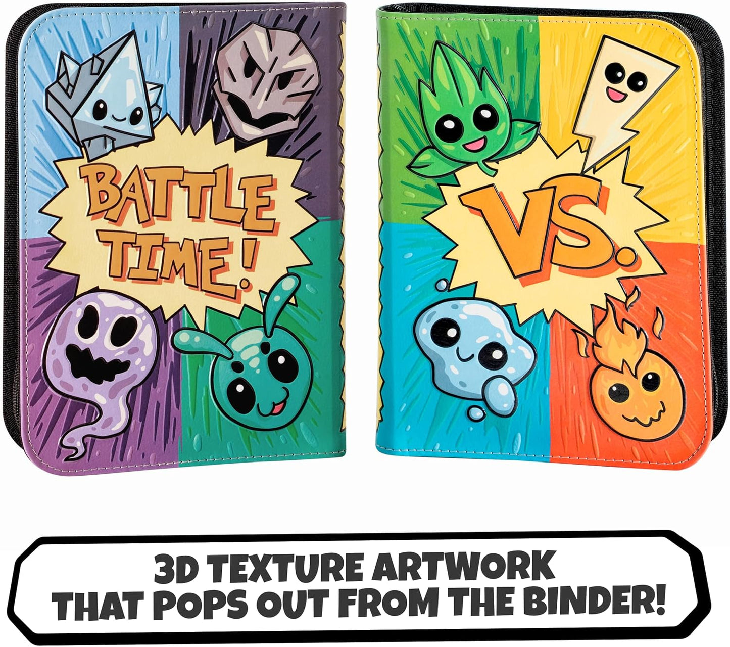 Skiennix 3D Card Binder for Pokémon - Stylish PU Leather Design with Zipper | Holds 160 Cards in 4 Pocket Pages