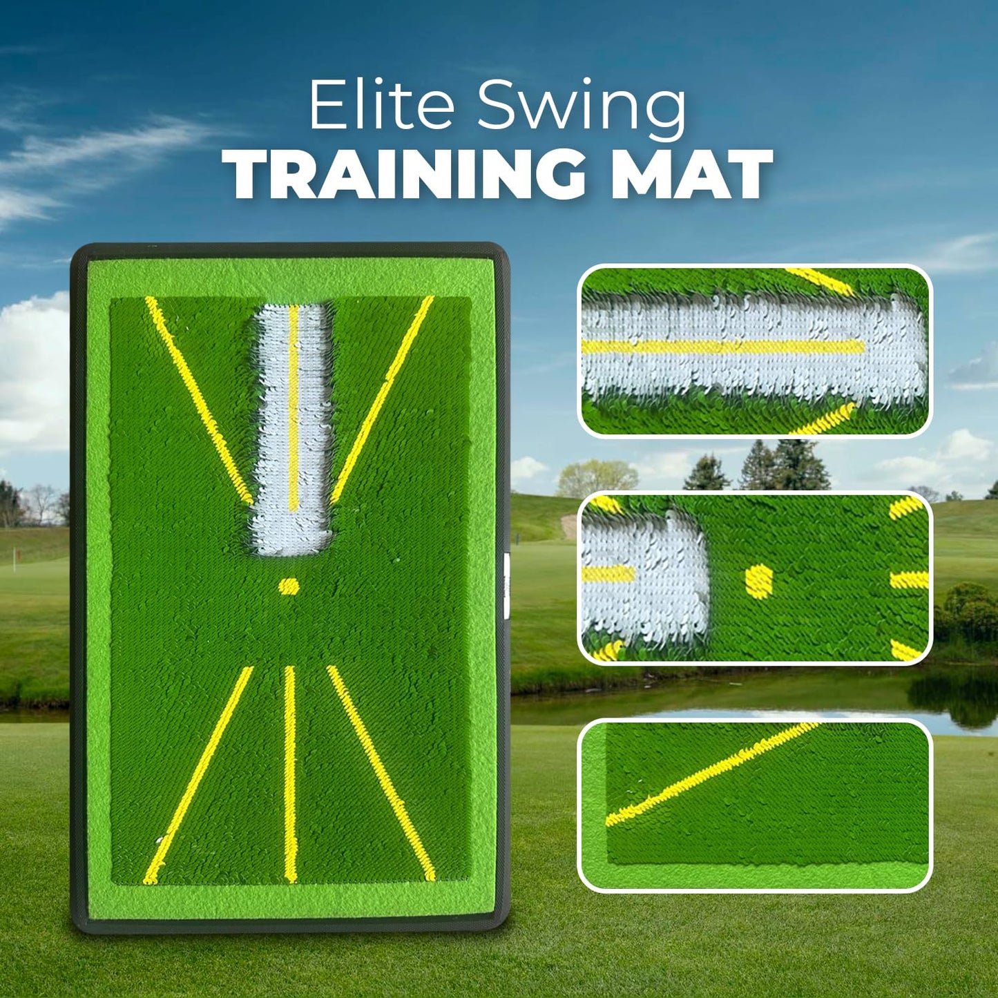 AMERICAN SWEAT Golf Hitting Mat - 1-Second Detach System Golf Training Mat - Real Swing Path Feedback - Easy Clean & Store