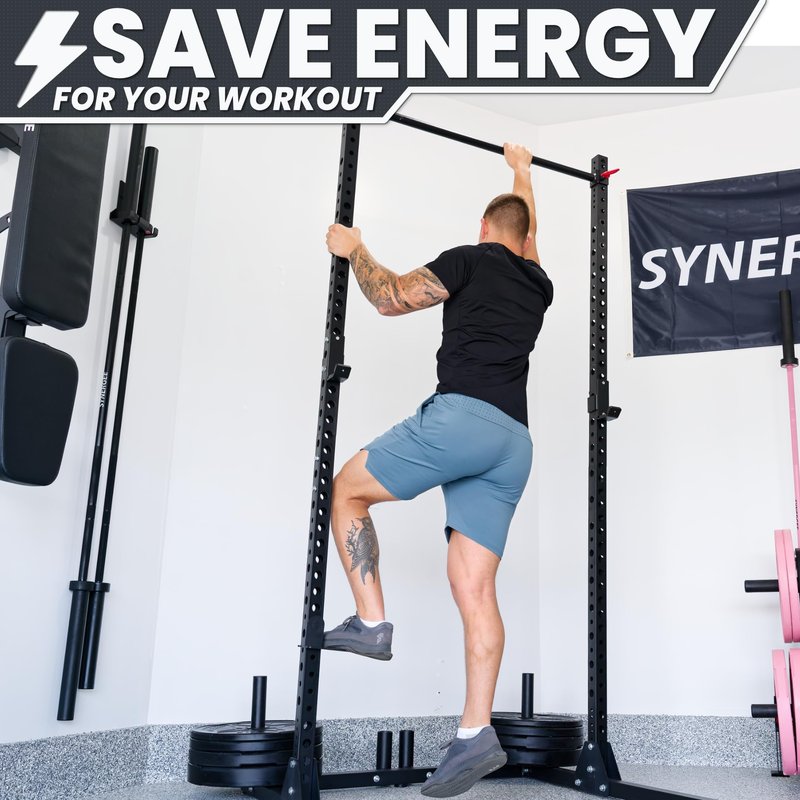 Synergee Step Plate for 2x3 Power and Squat Racks, Fits Racks with 1" and 5/8" Holes. Step-Up Plate for Reaching Pull-Up Bars, Chin-Ups, and Muscle-Ups.