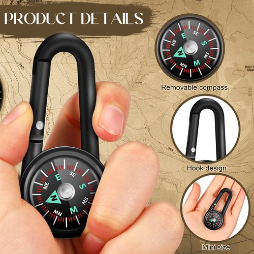 Kanayu Magnetic Compass Keychain Small Pocket Mini Compass Survival Hiking for Adults Camping Backpacking Accessory(24 Pcs)