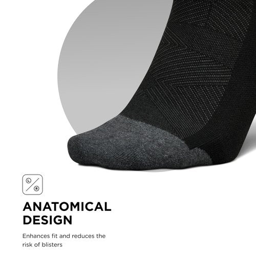 Feetures Elite Max Cushion Quarter Sock- Athletic Running Socks for Men & Women, Targeted Compression, Moisture Wicking - Black, Large (1 Pair)