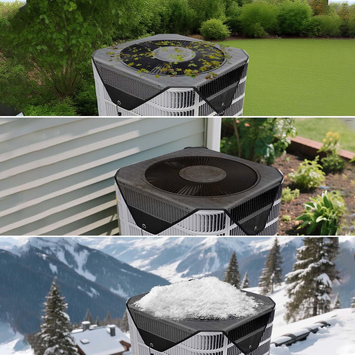 Central Air Conditioner Covers for Outside Units,Mesh AC Cover,Breathable Top Universal Mesh Cover Defender for Air Conditioner All Seasons(Black,26'' x 26'')